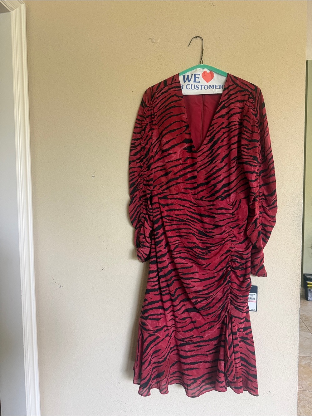 RACHEL Rachel Roy Red and Black Zebra-Print Midi Dress